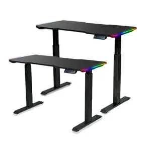 Modern RGB Gaming Table Computer Standing Pc Lifting Desk LED Light Electric Adjustable Height Sit Stand Desk Made Wooden Metal