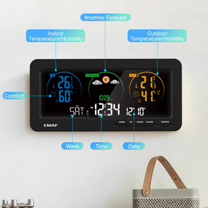 Indoor Atmospheric Pressure Electric Thermometer Hygrometer Monitor Sensor Digit Wireless Household Weather Station <strong>Alarm</strong> Clock - Product Image 4