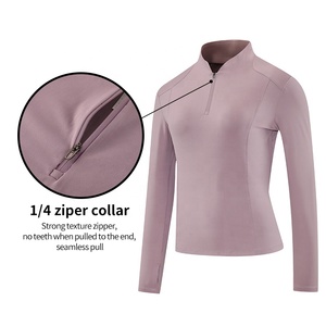 Custom Logo <strong>Printing</strong> 1/4 Zipper Collar <strong>Tshits</strong> for Women Fitness Top Pullover - Product Image 4