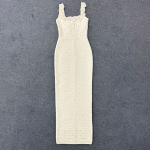 <span class=keywords><strong>Robe</strong></span> de soirée élégante <span class=keywords><strong>blanche</strong></span> perlée <span class=keywords><strong>pour</strong></span> robes longues, col carré, unie, avec bretelles florales 3D, sans manches, <span class=keywords><strong>pour</strong></span> femmes, anniversaire, bal de promo - Product Image 4