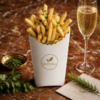 Boîte à frites en carton blanc de qualité alimentaire, imprimée sur mesure, paniers à frites en carton de 14pt-20pt en gros pour les chaînes de restauration rapide