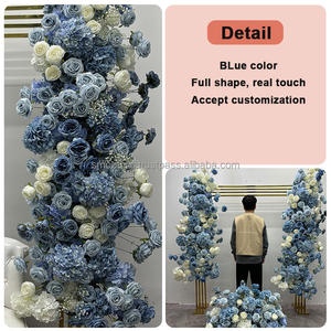 SMOOTH Blue Rose Aisle Runner Table Centerpiece <b>Flower</b> Runner Arrangement <b>Silk</b> <b>Flower</b> Row For Event Decoration - Product Image 6