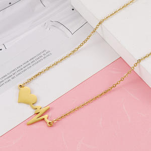 Collar con Colgante de Acero Inoxidable con Diseño de Línea de Latido de Corazón y ECG, Estilo Punk, para Parejas, Novedad en Moda - Product Image 3