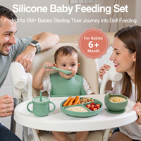 Ensemble d'alimentation pour bébés et enfants : bols, assiettes, bavoirs et couverts en silicone 100 % sans BPA avec ventouse