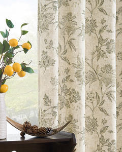 Rideaux en lin floraux personnalisés JINCHAN Zéro Émission, draperies de style campagne française avec doublure blanche pour projets hôteliers - Product Image 3