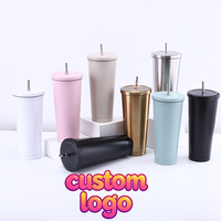 Nouvelles tasses isothermes personnalisées en acier inoxydable à double paroi pour voiture, avec couvercle et paille durables, pour café, thé ou vin
