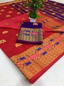 Nueva tendencia Look Party Wear Banarsi Seda Saree con blusa Pieza Mujeres indias Wear Sari Barato Precio bajo Venta al por mayor Surat Alphanumero - Product Image 4