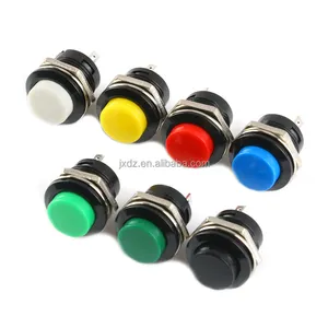Interruptor de botão redondo com 16mm, interruptor redondo sem bloqueio, reinicialização automática, vermelho/verde/amarelo/preto, R13-507