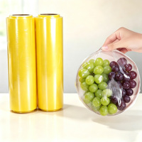 Rouleau de film alimentaire en PVC transparent brillant avec logo personnalisé imprimé, 300 m, film étirable de qualité alimentaire pour la pâtisserie, film souple et frais à prix abordable
