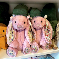 Peluche Lapin de Pâques Rose avec Motif Floral, Jouet en Peluche Doux, Cadeau pour Enfants, Décoration de Fêtes