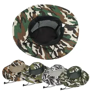 Sombreros de malla de camuflaje con ala ancha, sombrero de playa con protección UV, transpirable, para caza, pesca, escalada, senderismo, sombrero para el sol para hombres. - Product Image 4