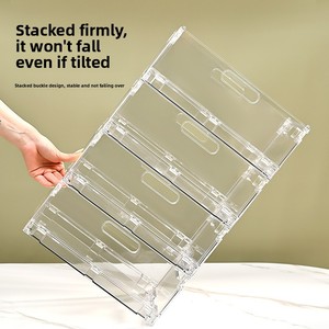 Transparent Modern Minimalist Solid Color Folding <strong>Storage</strong> <strong>Basket</strong> Household Desktop Plastic Stackable Multifunctional <strong>Storage</strong> - Product Image 4