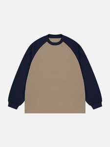 เสื้อยืดแขนยาวผู้ชาย ผ้าคอตตอนถักน้ำหนัก 300 กรัม ทรงแร็กแลน คอโอ ทรงปกติ สีบล็อก ลำลอง - Product Image 1