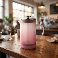 Cafetière à piston en verre borosilicate rose personnalisée, nouveau style, pour la maison