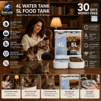 Distributeur automatique de nourriture pour animaux de compagnie 2-en-1 Tuya WiFi avec caméra 2K, batterie/charge, réservoir d'eau de 4L, vision nocturne et détection de mouvement pour chats et chiens