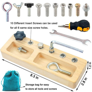 Jouets en <span class=keywords><strong>bois</strong></span> <span class=keywords><strong>Montessori</strong></span> pour l'éducation précoce Outils de serrage et de démontage des vis Établi de formation à la coordination œil-main - Product Image 2