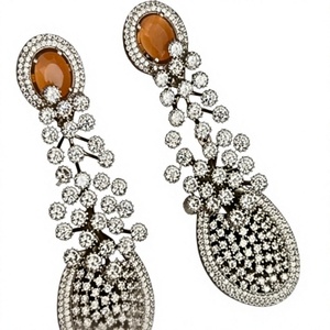 Belle meilleure qualité Zircon ton argent boucles d'oreilles moderne porter AD pierres chercher fête fonction porter Collection pour les femmes - Product Image 2