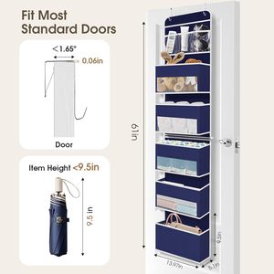 6 Tier Over The Door Organizer Hanging <b>Storage</b> With Clear Window Large Capacity <b>For</b> Bedroom Bathroom Closet <b>Kitchen</b> - Product Image 2