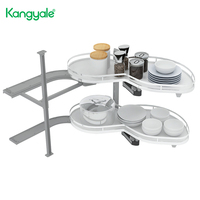 Kangyale Plateau tournant d'angle magique moderne Lazy Susan à 2 niveaux multifonctionnel pour armoire de cuisine et garde-manger