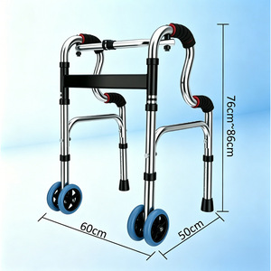 อุปกรณ์ช่วยเดินสแตนเลสแบบพับได้ ปรับความสูงได้ มีล้อ สำหรับผู้สูงอายุ - Product Image 3