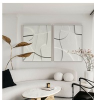 Peinture murale décorative abstraite 3D moderne en plâtre blanc Wabi Sabi, grande taille, faite à la main, personnalisable pour la maison, le bureau ou l'hôtel