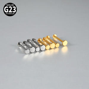 Joyería de Titanio ASTM F136 con Zirconia y Oro, Disco Plano Circular, Piercing para Lengua, Arete, Anillo de Labio, Cartílago, Hélix, Tragus - Product Image 2