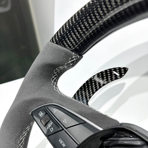 Volante Deportivo de Fibra de Carbono y Gamuza para Autos <span class=keywords><strong>Audi</strong></span> <span class=keywords><strong>Q</strong></span> C8 A1 A3 A4 A5 A6 A7 A8 B6 B7 B8 B9 C6 C7 TT R8, Gran Venta - Product Image 5