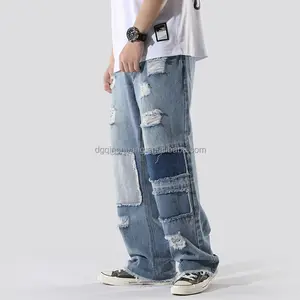 Jeans firmati all'ingrosso jeans casual strappati per uomo