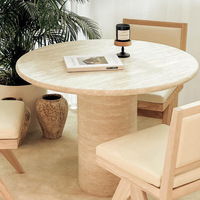 Table à manger Cammy Stone en marbre naturel, style Wabi-Sabi, luxe léger, design moderne, multifonctionnelle, 4 places, rouge, pour salon