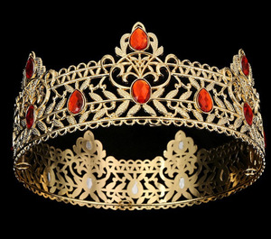 <span class=keywords><strong>Couronne</strong></span> <span class=keywords><strong>de</strong></span> <span class=keywords><strong>roi</strong></span> vintage baroque <span class=keywords><strong>en</strong></span> alliage couleur diamant plaqué <span class=keywords><strong>or</strong></span>, coiffe <span class=keywords><strong>de</strong></span> mariée <span class=keywords><strong>en</strong></span> cuivre avec pierres <span class=keywords><strong>de</strong></span> zircon - Product Image 1
