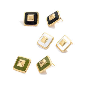 Boucles d'oreilles géométriques carrées glaçure en trois dimensions Design Joker de mode quotidienne simple - Product Image 1