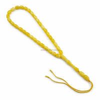 En gros Misbaha Tasbih en résine jaune miel 5x7mm 33+2 perles de prière musulmanes islamiques forme baril d'olive Logo personnalisé