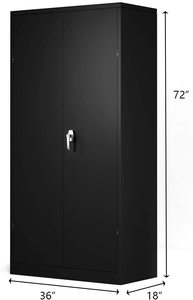 Armoire de rangement GDLT avec étagères et portes, armoire de rangement en métal noir haute et grande pour bureau, maison, cuisine, garage, entrepôt - Product Image 5
