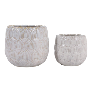 Set di 2 vasi in ceramica testurizzata per decorazioni con piante da interno ed esterno - Product Image 1