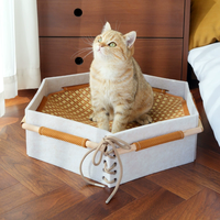 Nouveau design – Tapis rafraîchissant hexagonal respirant en bambou pour chat, lit pour animaux de compagnie, maison pour chat en feutre robuste et durable – Vente chaude directe usine