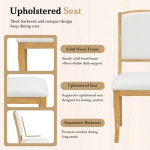 Modern Extendable Wood Dining <b>Table</b> Set 5-Piece with 4 Upholstered Chairs 16-Inch Removable Leaf <b>Small</b> Spaces - Product Image 5