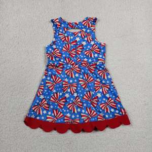 Robe trapèze respirante pour petites filles, style décontracté d'été, avec nœuds et bord festonné, idéale pour le jeu, le tennis et le yoga, collection RTS 4th of July, modèle Sœur Mignonne - Product Image 5