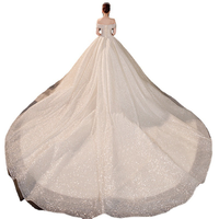 Robe de mariée de luxe à épaules dénudées, style robe de bal, scintillante, avec traîne cathédrale et sequins royaux, Vestidos De Novia