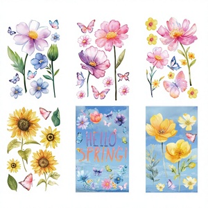 Autocollants de Noël écologiques en PVC réutilisables imprimés UV pour armoires, motifs mignons de nœuds de dessins animés, décalcomanies de fenêtre pour vitrines en verre, imperméables - Product Image 4