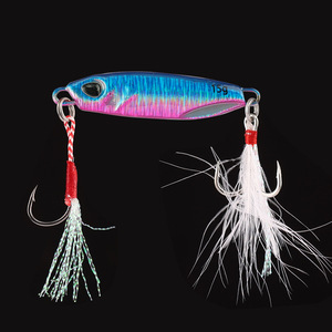 Jig metálico <span class=keywords><strong>JDM</strong></span> de doble anzuelo triple con pluma y ranura de sangre, señuelo de lanzamiento lento y largo para pesca de caballa desde la orilla. - Product Image 5