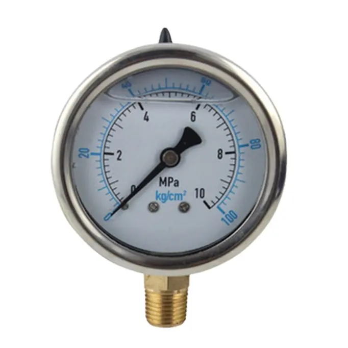 100 Bar (10 M pa) Glycerin Hydraulic Pressure Gauges for Water