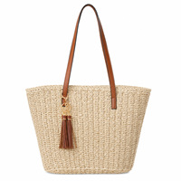 Sac de plage d'été personnalisé fait main en paille, tricoté à la corde, résistant à l'abrasion, écologique, avec cordon de serrage, vente en gros