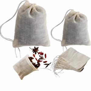 Bolsa de Muselina con Cordón 13x16cm, Algodón Natural Sin Blanquear, Bolsa de Gasa para Filtrar Hierbas, Café, Té, Sopa, Gravy, Caldo - Product Image 1