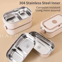 Boîte à Déjeuner Bento Isotherme Portable à 3 Couches, en Acier Inoxydable 304, Compatible Micro-ondes, Contenant Alimentaire Isolé sous Vide, Type Thermos
