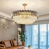Lustre rond en cristal K9 de 40-115 cm, luminaire suspendu moderne de luxe avec chaîne réglable pour salon salle à manger