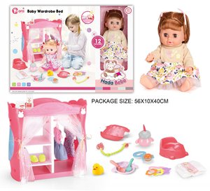 Bambola in vinile da 14 pollici per bambini, set borsa da allattamento con 12 suoni, con toilette e biberon, giocattoli per casa delle bambole e giochi di imitazione per bambini - Product Image 6