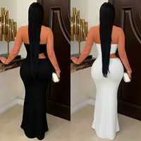 Robe longue de soirée moulante et élégante pour femme, sans bretelles, avec découpes, anneau métallique et fronces, idéale pour les clubs et les bals de promo