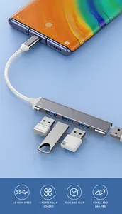 알루미늄 4 In 1 어댑터 USB 멀티 포트 허브 확장 도킹 스플리터 충전 유형-c 여행 변환기 USB C 허브 노트북 용