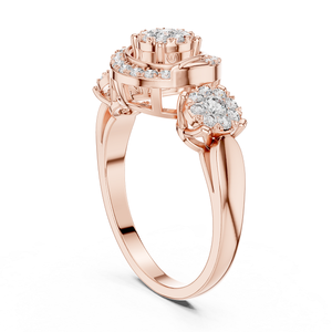 Bague en or rose sertie de diamants, bijou élégant et brillant pour femmes, idéale pour un mariage, une fiançaille, un cadeau ou un usage quotidien - Product Image 1