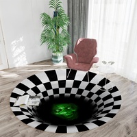 Tapis rond rectangulaire à illusion optique trou noir écologique, best-seller, Halloween, tapis de sol 3D pour salon, en vente